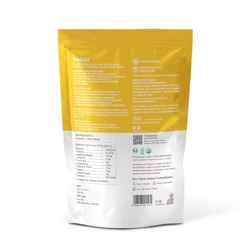 Image of Pure & Sure Organic Little Millets | Organic Healthy Food | Certified for Weight Loss | Gluten-free, Non-GMO, No Trans Fats | 500g