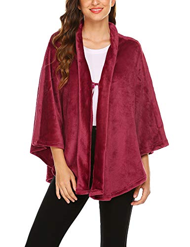 Image of Ekouaer Flannel Faux Poncho for Women Lightweigh Blanket Warm TV Shawl Winter Coat Sweater Cape