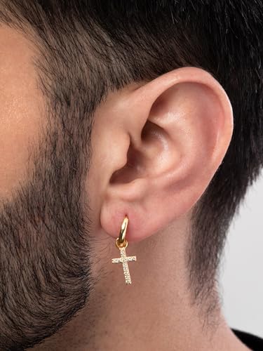 Image of ORIONZ Hoop Earrings for Men & Boys (1 Piece) - 925 Sterling Silver - Gift for Birthday Anniversary - 18k Gold Plated Jewellery - Men Fashion