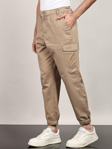 Image of Alan Jones Men's Cargo Jogger Pants | Regular Fit Tapered Joggers with Elastic Waist & Hems | Cotton Stretch Utility Pocket Track Pants | Casual Everyday Wear