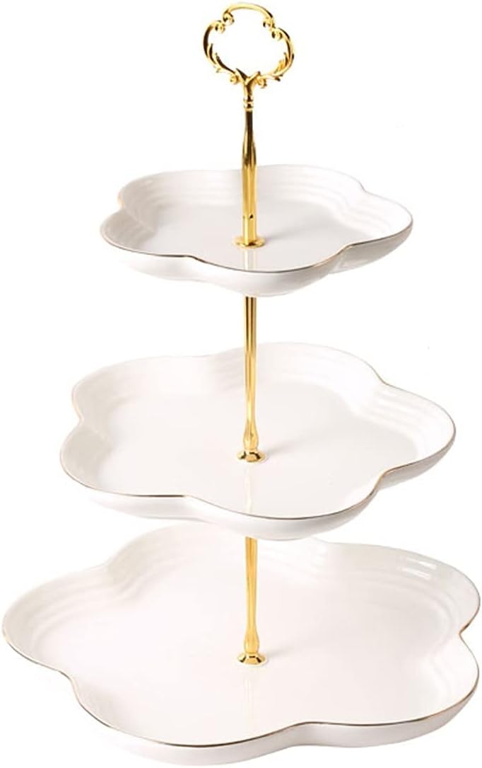 デザートディスプレイカップケーキスタンドセラミックフルーツプレートヨーロピアンスタイル3層デザートケーキスタンドデザートテーブルマル