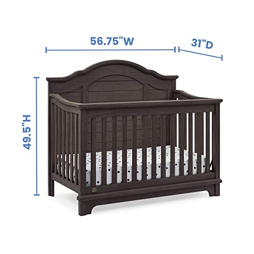 Delta Children Simmons Kids Asher 6-In-1 Convertible Crib With Toddler Rail, Rustic Grey #TOP5