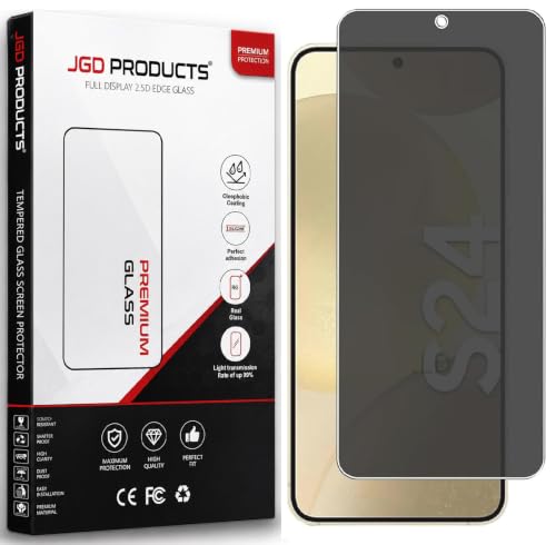 Image of JGD PRODUCTS 100% Fingerprint Unlock Support Privacy Tempered Glass for Samsung Galaxy S24 5G Anti-Spy, Anti-Glare Screen Protector, Full Coverage, 9H Hardness With Installation Kit