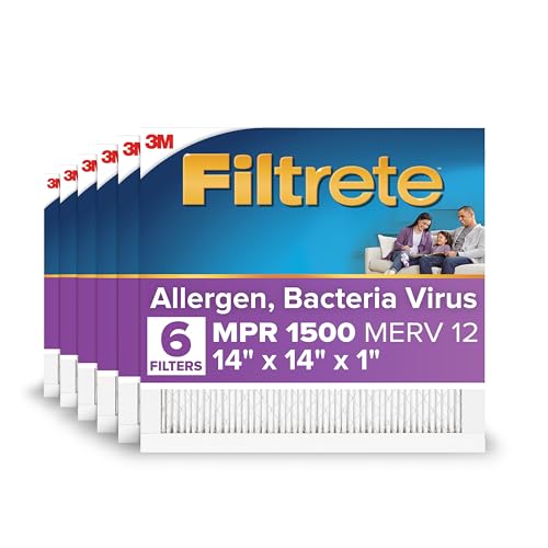 Filtrete, AC- Ofen- Luftfilter, MERV 12, MPR 1500, gegen Asthma und Allergien, 3 Monate plissiert, 2, 5 cm elektrostatischer Luftreinigungsfilter, 6er- Pack (tatsächliche Größe 35, 1 x 35, 1 x 2 cm)