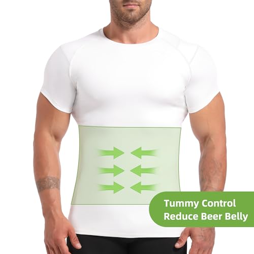 Lgtfy 4D Mens Compression Shirt Short Sleeve, Gynecomastia Tummy Control Back Support Undershirt, Slimming Vest3