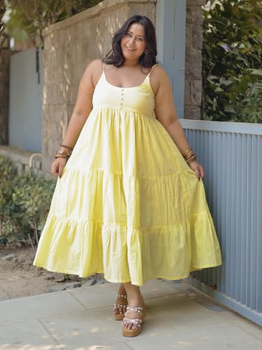 Image of Libas Solid Cotton Fit and Flare Dress