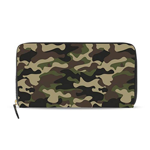 Portefeuille long en cuir femme à motif camouflage pour vos sorties urbaines quotidiennes