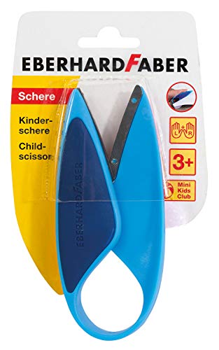  Eberhard Faber 579951 - Tijeras Mini Kids en azul, aptas para zurdos y diestros, ideales para recortar y hacer manualidades con niños pequeños 