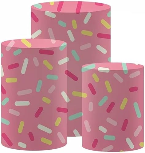 Miniatura 2 de HISDH Cubierta de pedestal con temática de donut para niña, fiesta de cumpleaños, baby shower, bautismo, comunión, bautizo, cubierta de cilindro,