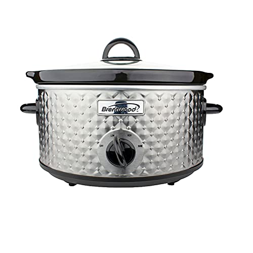 Brentwood Appliances SC136S 3.5-Quart Diamond-Pattern Slow Cooker, Silver