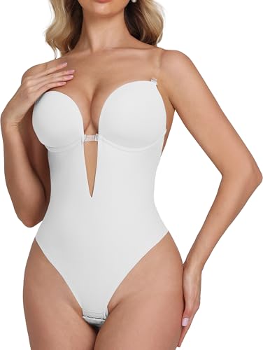 SHAPSHE Backless Shapewear for Women Strapless Deep U Plunge Bodysuit Low Back Body Shaper