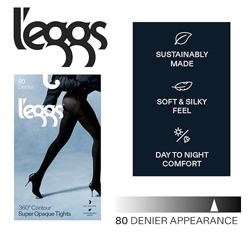 L'eggs Women's 360 Degree Contour Shaping Tights for Sculpted Style and Comfort, Black Super Opaque3