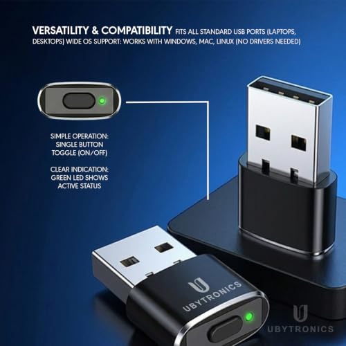 Image of USB Mouse Jiggler Auto Clicker - Undetectable Plug & Play Device to Prevent Sleep Mode | Keep Computer Active for Work Meetings Downloads (Black)