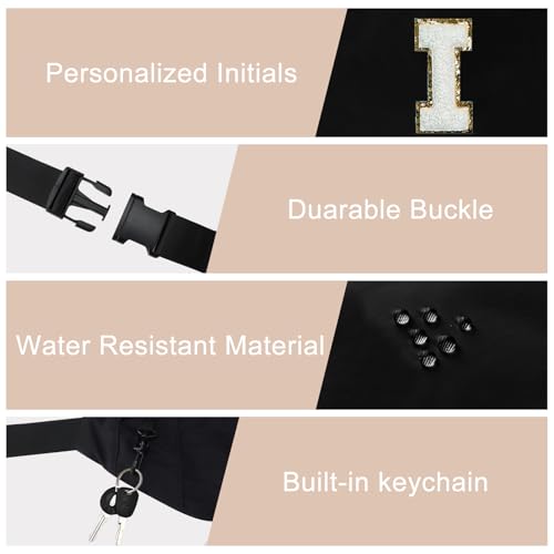 Image of Crossbody bags for women,Personalized Fanny Pack Crossbody Bag Waist Pack with Initial Letter Patch,Christmas Gifts Cute Trendy Stuff for Daughter Sister Her,Black I