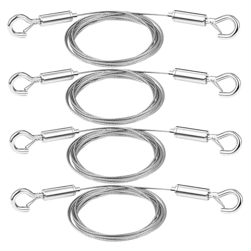 Holibanna 4 pièces Fil de Suspension pour Cadres Photo Acier Inoxydable Câble Réglable Robuste avec Crochets Support Lourd pour Miroirs et Tableaux Installation Facile