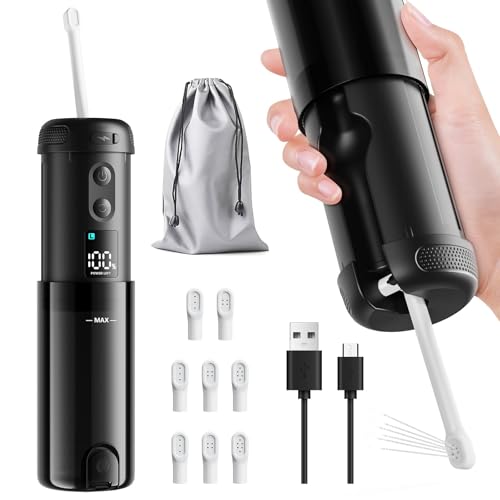Wolady Chuveiro elétrico portátil de viagem, recarregável, com 5 modos de pulverização e 8 bicos, 250 ml, mini bidé de mão IPX7 com ecrã LCD para higiene pessoal e cuidados com a cama