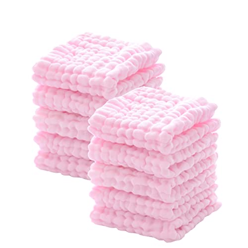Image of MUKIN Baby Washcloths - Natural Cotton Baby Wipes - Soft Newborn Face Towel for Sensitive Skin - 10 Pack, 12x12 inches