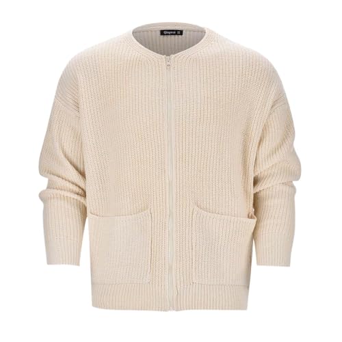 2024 Cardigan Sweater for Men Zip Up Crewneck Knit Long Sleeve Open Front Trendy Casual Sweaters Outwear Fall Winter2