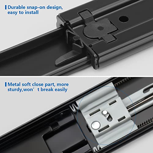 homdiy 10 Pair Soft Close Drawer Slides, 22 Inch 20 Pieces Heavy Duty Side Mount Ball Bearing, 3-Section Full Extension, 100LB Capacity (Black) for Cabinets by homdiy - Image 4