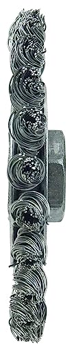 Image of Weiler 13266 Cable Twist Knot Wire Wheel 4 inch, .020 inch Steel Fill, 5 /8 inch-11 UNC Nut, Made in The USA (Pack of 5)