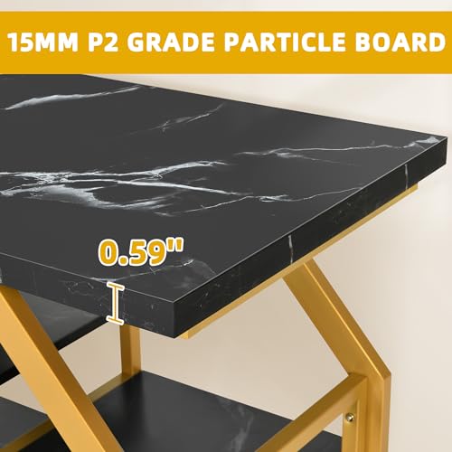 DWVO 55-75 Gallon Aquarium Stand with Power Outlet, Display Stand for Turtle Tank, Reptile Terrarium, Metal Fish Tank Stand Suitable for Living Room, Entryway, 860LBS Capacity, Black & Gold