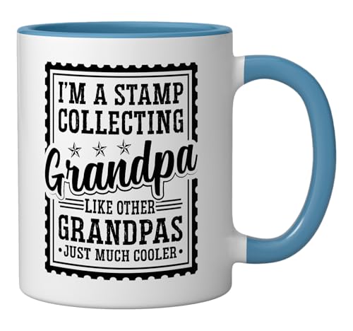 Taza cerámica de filatelia azul/blanco 11 onzas miniatura 2