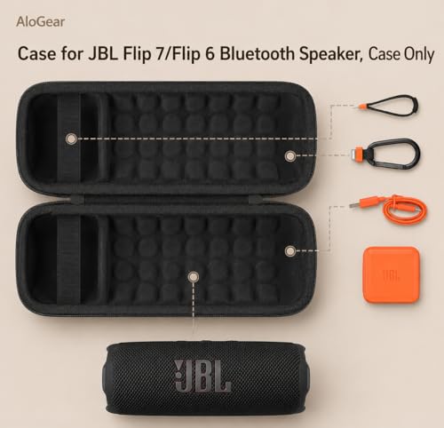 Image of Travel Carry Case for New JBL Flip 7, 6, 5, 4, 3 Portable Speaker, Shockproof, Dustproof, Protective Cover Storage Bag (Grey Inside)