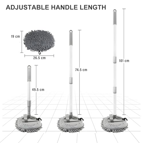 Image of WISHKEY Car Cleaning Combo - Microfiber Wash Mop with 101 cm Extendable Handle & Duster Brush, 30x40 cm 500 GSM Soft and Super Absorbent Microfiber Cloths for Car, Bike & Home Cleaning