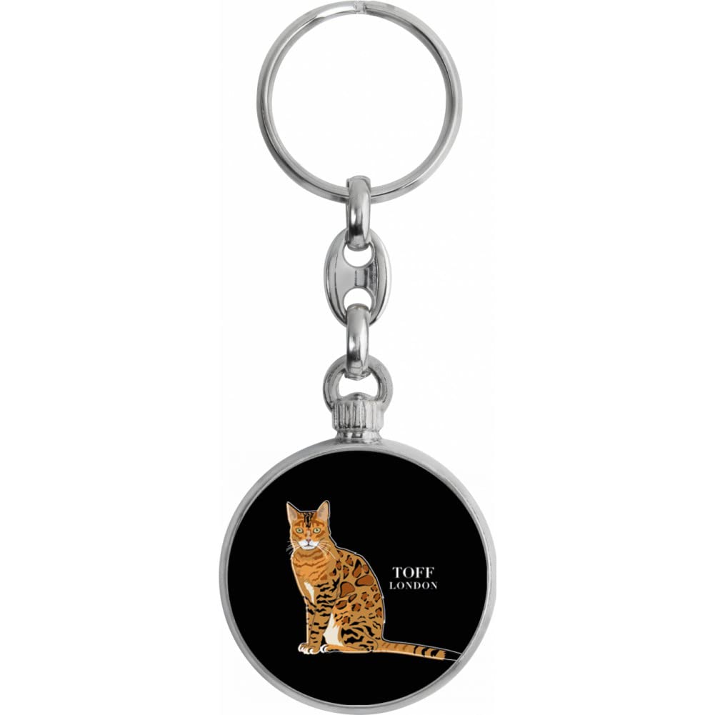 Toff London Unisex Silver Ginger Bengal Cat Keyring