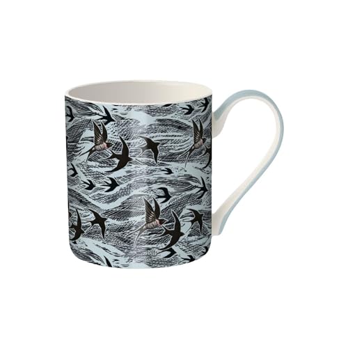 Image of Museums & Galleries Fine Bone China Mug - Stylish 'Swallows and Sea' Design by Angela Harding - Premium Quality Tea and Coffee Mug for The Home and Kitchen