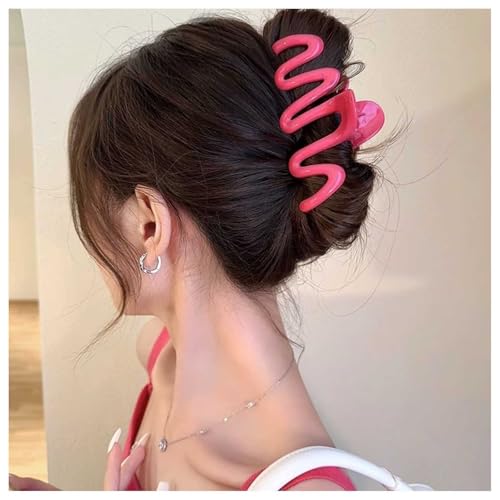 Aneneiceera Vintage Acrylic Hair Claw Clip Candy Color Hair Clamp Clips Large Red Hollow Hair Barrette Thick Claw Headpieces Decorative Headwear Hair Accessories for Women (Red)