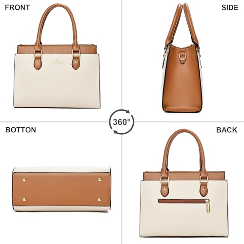 KURGOOL Handbags Purses for Women, Trendy Leather Dual-tone Tote Purse, Designer Handbag Shoulder Bag Top Handle Satchel Bags3