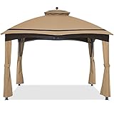ABCCANOPY Replacement Canopy Top and Corner Curtains for Lowe's Allen Roth 10X12 Gazebo...