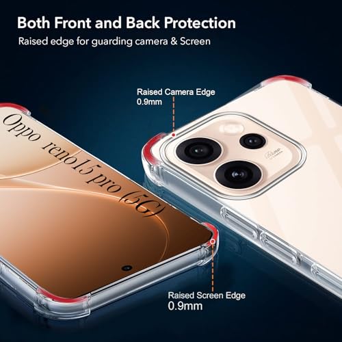 Image of Jkobi Shockproof Crystal-Clear Back Cover for Oppo Reno15 Pro 5G | Oppo Reno 15 Pro 5G (Anti Yellow Case | Drop & Camera Protection | Hard Polycarbonate)