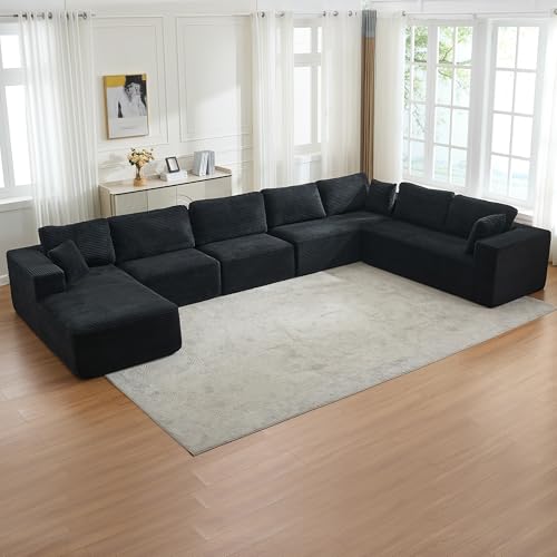 BOWTHY Modular Cloud Couch U-Shape with Chaise, Black
