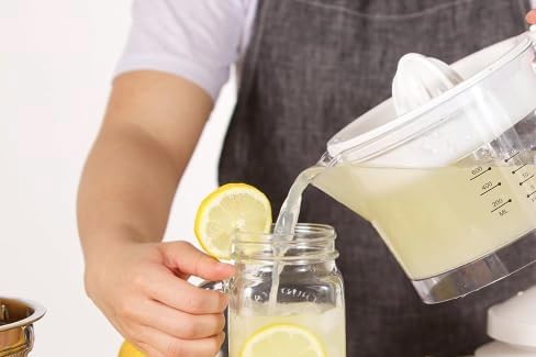 Extractor eléctrico de cítricos con jarra de 20 onzas, un cono incluido, inversión automática, fácil de verter, color blanco