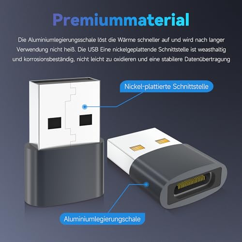 YISH Adapter USB C auf USB 2.0 (3 Stück) - USBC Buchse auf USBA Stecker Adapter Type C auf USBA Für Schnelllade Daten überweisen Für USB Ladegerät Computer Laptop Tablette Smartphone