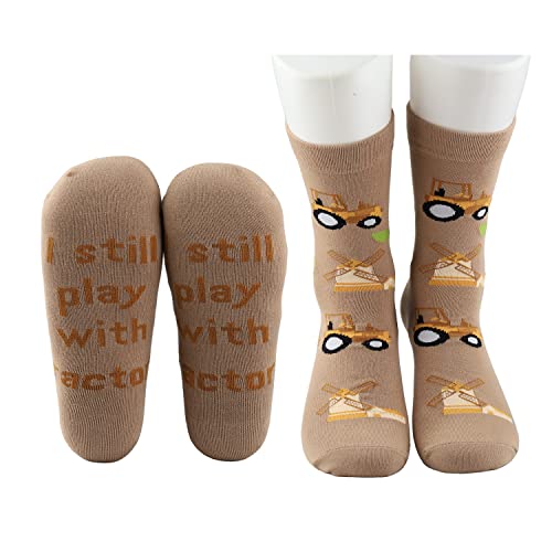 Image of MBMSO 2 Pairs Farming Socks I Still Play with Tractors Socks Funny Farmer Gift Farm Owner Gifts Tractor Lover Gift Socks
