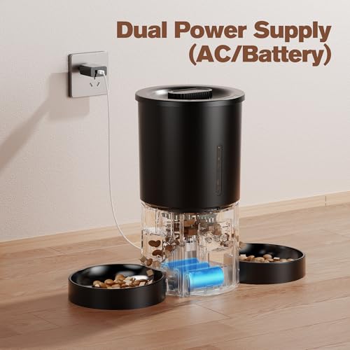 Futterautomat Katze 2 Näpfe mit APP: 5L Automatischer Futterspender mit 2.4G WiFi Timer für Trockenfutter - AONBOY Doppelnapf Design für… – Ansicht 6