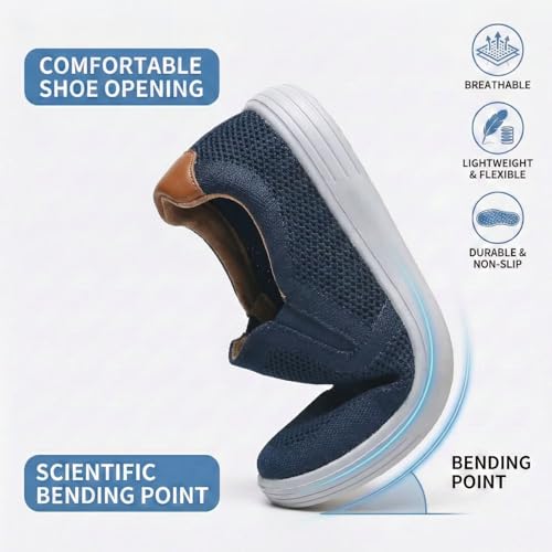 Image of konhill Mens Slip On Loafers Sneakers - Casual Knit Walking Shoes for Men, Lightweight Breathable Memory Foam Boat Shoes, Comfortable Slip-On Driving Loafers for Work Travel Beach