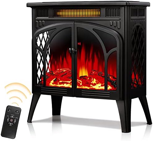 Amazon.com: Electric Fireplace Stove Heater, Freestanding Electric Fireplace,  Fireplace Heater with 3D Logs and Realistic Flame,Adjustable Brightness and  Color, 5100btu Max 1500w,Black : Home u0026 Kitchen