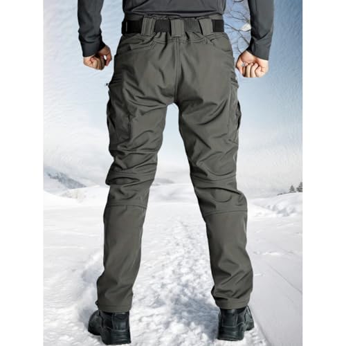 Fleece Lined Cargo Pants for Men Winter Windproof Work Pants with Pockets for Outdoor Hiking Hunting Tactical Pants3