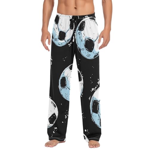 Soccer Balls Pajama Pants for Men Comfort Sleep Lounge Bottoms Straight-fit with Pockets S-XXL