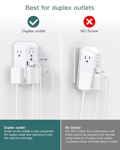 Addtam Surge Protector, 6 Outlet Extender with Night Light and 4 USB Ports