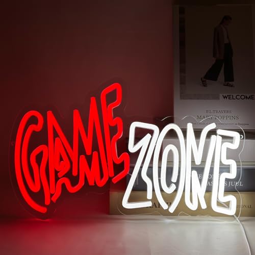 Image of Game Zone Neon Sign, LED Gamer Sign Light for Wall Decor, Gaming Neon Sign for Boy Teen Room Wall Decor, USB Powered Game Room Neon Light for Gamer Boys Teens Men Friends Gift