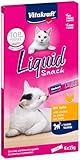 Vitakraft Liquid Snack, Katzen Leckerli, Katzensnack cremig, mit Huhn und Taurin, in einzelnen Sachets, unterstützt die Augen und das Herz (1 Paket mit 6x 15g)