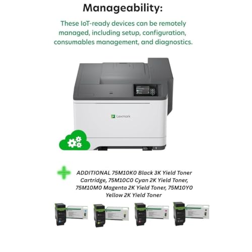 Image of LEXMARK CS531dw Color Laser Wireless Printer (50M0020), Bundle with 75M10K0 Black 3K Yield Toner, 75M10C0 Cyan 2K Yield Toner, 75M10M0 Magenta 2K Yield Toner, 75M10Y0 Yellow 2K Yield Toner