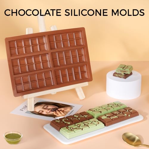 Image of Chocolate Bar Mold, Non-Stick Dubai Chocolate Molds, Food Grade Silicone Deep Chocolate Bar Mold for Pistachio, Candy- Set of 3