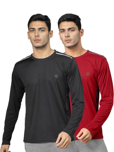 Image of CHKOKKO Gym T Shirts for Men Workout Solid Quick Dry Sports Men T-Shirts Breathable Lightweight Full Sleeve Regular Fit Round Neck Running Stylish Tshirt for man