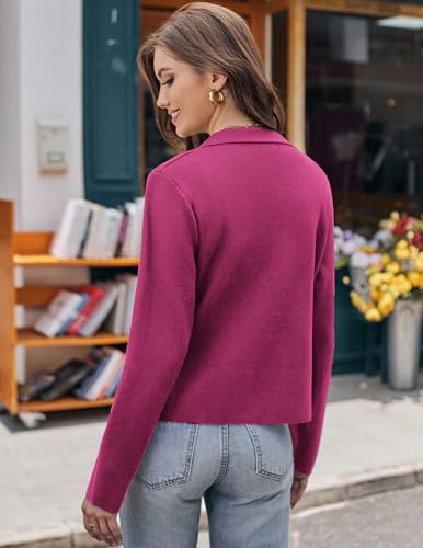 Image of GRACE KARIN Women Sweater Blazer Casual Work Croppped Cardigan Lightweight Button Front Short Knit Blazer Jacket S-XXL